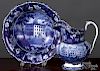 Historical Blue Staffordshire pitcher and basin