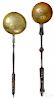 Two wrought iron and brass ladles