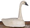 Carved and painted swan decoy