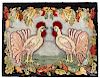 American hooked rug with roosters