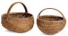 Two finely woven berry baskets