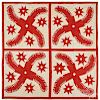 Red and white princess feather quilt