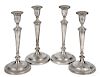 Set of four weighted sterling silver candlesticks