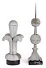 Two architectural zinc roof finials