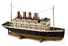 Painted wood Titanic ship model