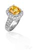 18K white gold diamond and yellow sapphire ring