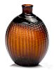 Midwestern pattern amber glass Pitkin flask