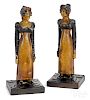 Pair of carved and painted figures of a woman