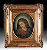 Framed 18th C. Mexican Painting of Madonna in Glory
