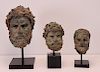 3 Antique Bronze Classical Busts On Stands