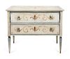 An Italian Directoire Style Painted Two-Drawer Commode
LATE 19TH CENTURY
Height 32 x width 40 1/2 x depth 18 1/2 inches.