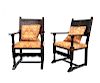 A Pair of Renaissance Revival  Carved Oak Armchairs
Height 41 3/4 inches.