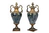 A Pair of Louis XV Style Bronze Mounted and Marble Urns