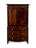 A George III Mahogany Linen Press
19TH CENTURY
having two cabinet doors over three drawers.
Height 83 x width 49 x depth 22 inches.