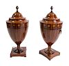 A Pair of George III Satinwood Inlaid Mahogany Urn-form Knife Boxes
Height 28 1/2 inches.