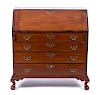 An American Chippendale Mahogany Slant Lid Desk 
Height 41 1/2 x width 38 3/4 x depth 19 1/2 inches.