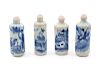 A Group of Chinese Blue and White Snuff Bottles
Height of tallest 3 1/4 inches.
