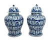 A Pair of Monumental Chinese Kangxi Style Blue and White Porcelain Ginger Jars