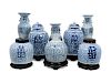 A Group of Eight Chinese Export Blue and White Porcelain Jars and Vases
19TH & 20TH CENTURY
Height of tallest 17 inches.