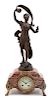An Art Noveau Bronze & Marble Figural Mantle Clock 
Height 23 inches.