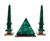 Two Malachite Veneered Obelisks and a Pyramid
Height of tallest 17 1/2 inches.