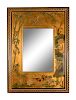 An Asian Style Mirror with Polychrome and Gilt Decorated Surround