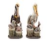 A Pair of Boehm Porcelain Pelican Groupings