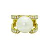 18K Designer Diamond and Pearl Ring size 10