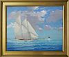 William Lowe Oil on Canvas, "Passing Brant Point Light Nantucket"