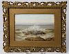 Miniature Seascape Oil on Artist Board, signed and dated lower right KWN, 1878