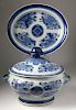 Chinese Export Porcelain Blue Fitzhugh Oval Soup Tureen, Cover, and Stand