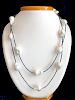 17mm x 22mm White Fresh Water Baroque Pearl and Spinel Necklace