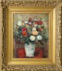 Jean Kaufelt Oil on Artist Board "Spring Bouquet in a White Vase"