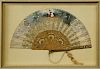 19th Century Decorated Lady's Hand Fan in Shadowbox