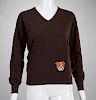 Gucci brown cashmere sweater with bulldog