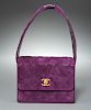 Chanel purple suede quilted handbag