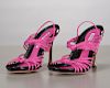 Manolo Blahnik pink leather & black sandals