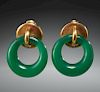 18k gold & jade clip style earrings