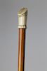 Carved Bone and Malacca Wood Shaft Walking Stick, in the Form of a Deer's Hoof, circa 1880