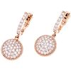 A diamond 14K pink gold pair of earrings. 