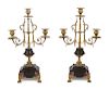 A Pair of Continental Marble and Brass Three-Light Candelabra
Height 9 inches.