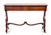 A Regency Style Drop-Leaf Sofa Table
Height 30 x width 44 x depth 21 1/2 inches (open).