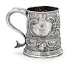 An English Silver Handled Cup
Exeter, Late 18th Century
with repousse decoration, monogrammed.