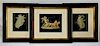 3PC Italian Old Master's Classical WC Paintings