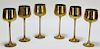 6PC MCM Rosenthal-Netter Turned Brass Wine Glasses