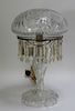 Antique American Cut Glass Prism Floral Lamp