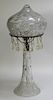Antique American Cut Glass Floral Prism Table Lamp