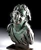 Superb Roman Bronze Bust of Young Bacchus, XRF Tested
