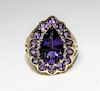 10K Yellow Gold Amethyst Cluster Cocktail Ring