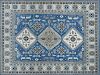 Vintage Style Blue and Ivory Kazak Hand Knotted Pure Wool Carpet